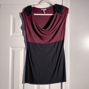 Pepper berry black/cranberry dress top with sequined shoulders!